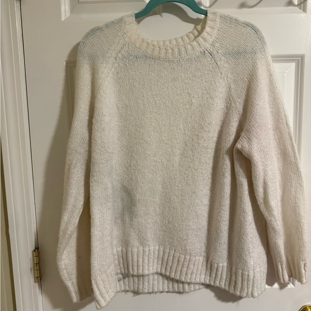 Old Navy White Crew Neck Sweater Cozy Knit